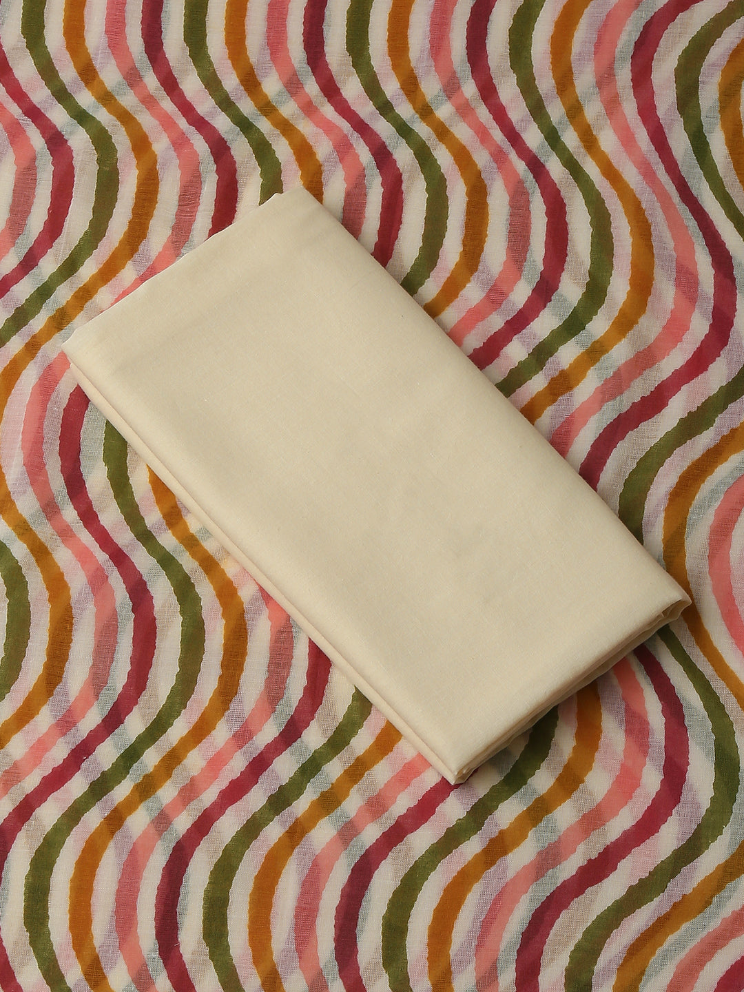 Cotton Embroidered Off White Unstitched Dress Material