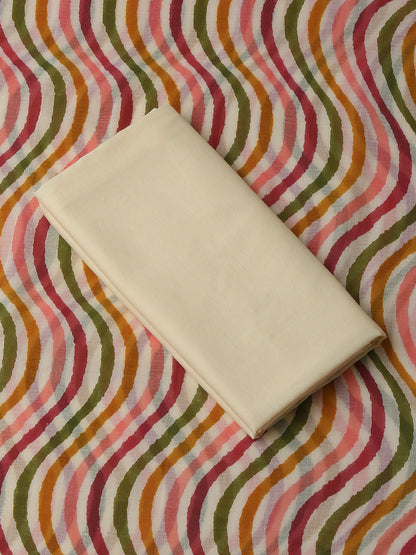 Cotton Embroidered Off White Unstitched Dress Material