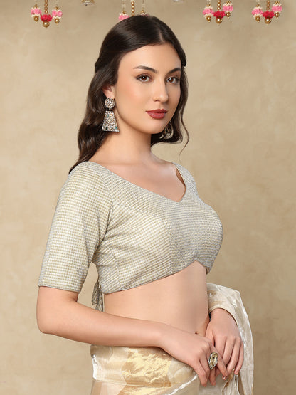 Gold Sweetheart Neck Neck Readymade Blouse