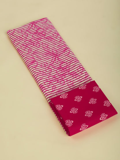 Pink Cotton Printed Unstitched Dress Material (2 Pc)