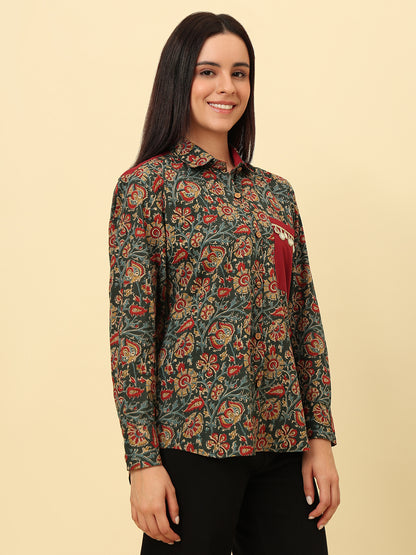 Multicolor Cotton Printed Oversized Casual Shirt