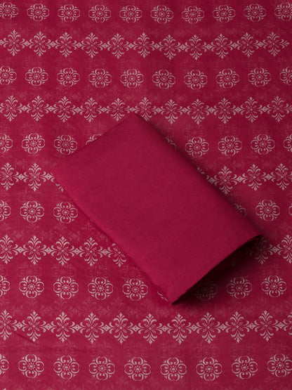 Pink Chanderi Silk Embellished Unstitched Dress Material (3 Pc)
