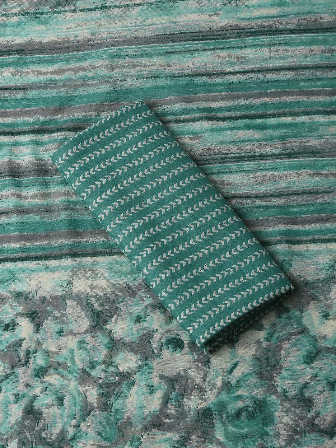 Cotton Embroidered Sea Green Unstitched Dress Material