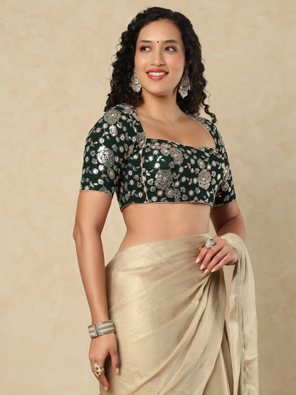 Green Georgette Sweetheart Readymade Blouse