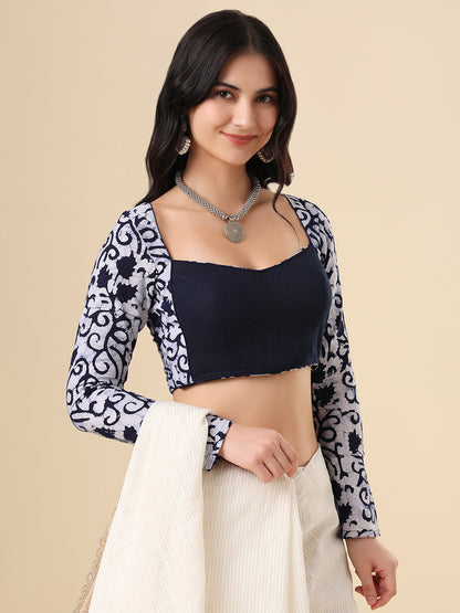 Blue Pure Cotton Batik Printed Readymade Blouse