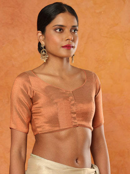 Copper Tissue Sweetheart Neck Readymade Blouse