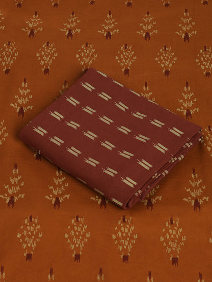 Rust Cotton Printed Unstitched Dress Material (2 Pc)