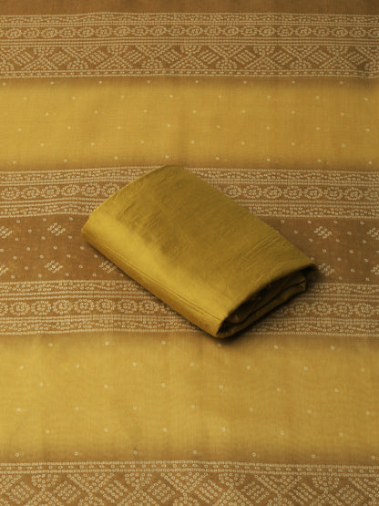 Yellow Chanderi Silk Embellished Unstitched Dress Material (3 Pc)