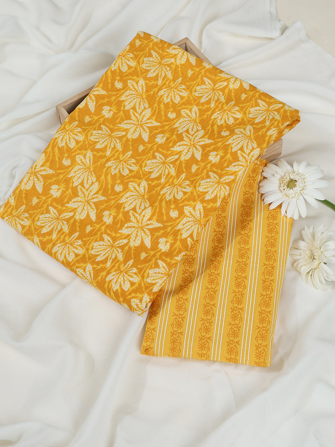 Maroon Cotton Printed Unstitched Dress Material (2 Pc)