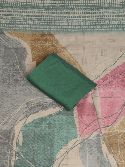 Green Chanderi Silk Embellished Unstitched Dress Material (3 Pc)