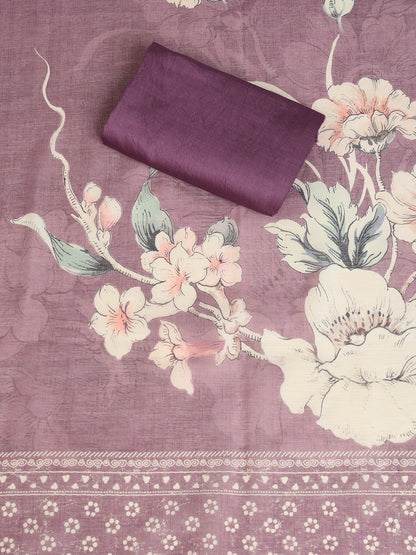 Lavender Chanderi Silk Embellished Unstitched Dress Material (3 Pc)