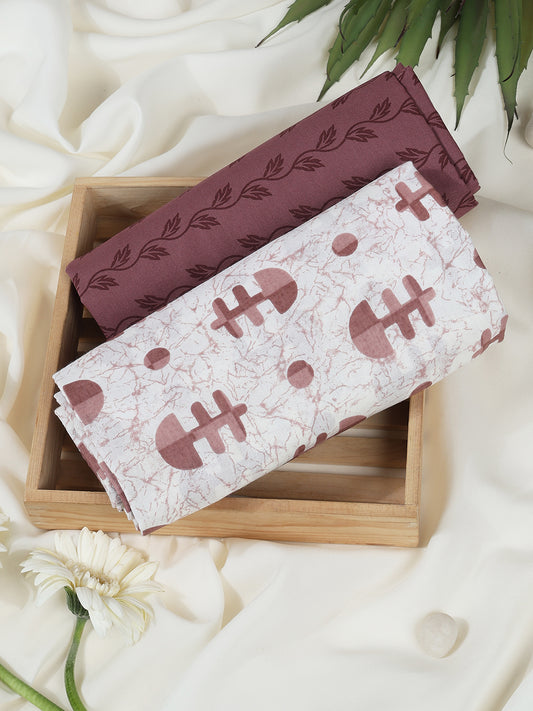 Cream Cotton Printed Unstitched Dress Material (2 Pc)