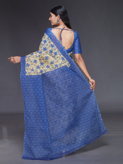 KOTA QUEEN Blue Printed Pure Cotton Saree