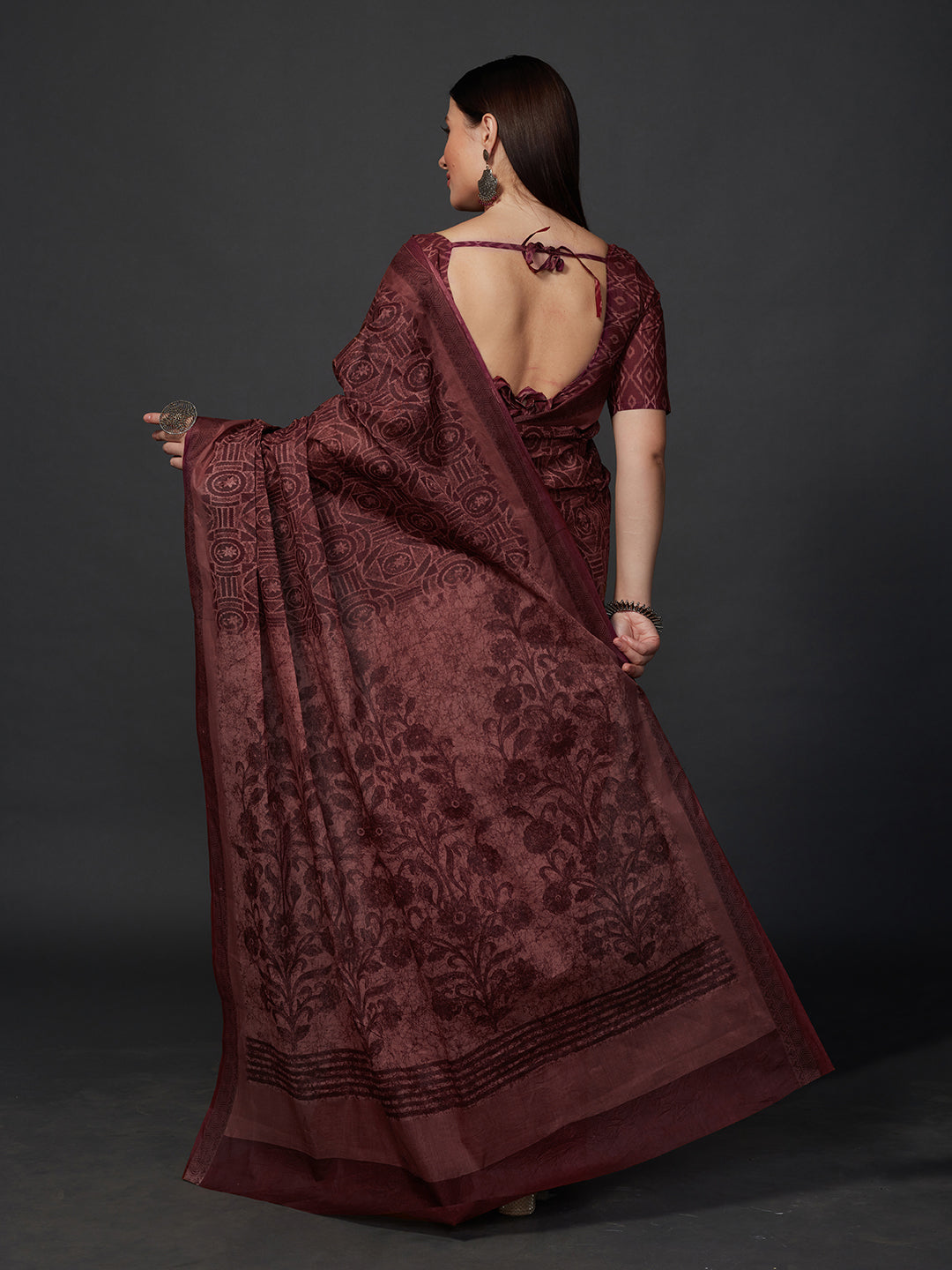 AMIVARSHA Mauve Printed Pure Cotton Saree