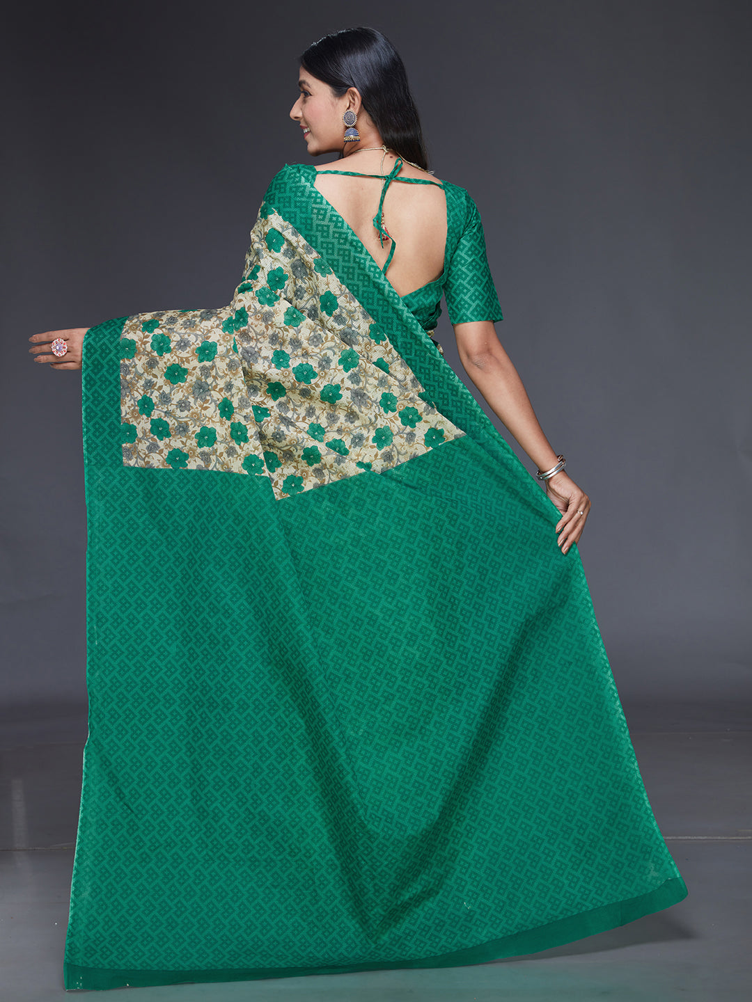 KOTA QUEEN Green Printed Pure Cotton Saree