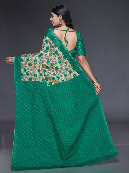 KOTA QUEEN Green Printed Pure Cotton Saree