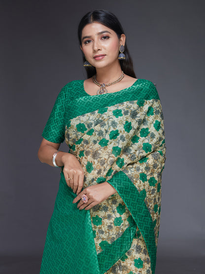 KOTA QUEEN Green Printed Pure Cotton Saree