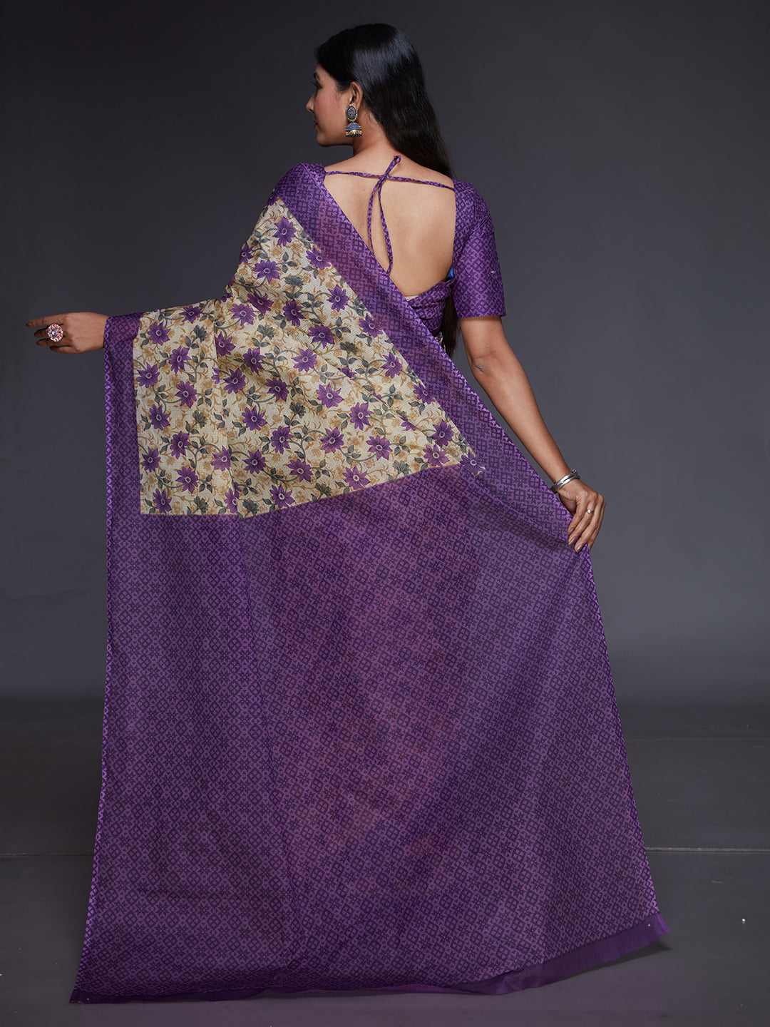 KOTA QUEEN Purple Printed Pure Cotton Saree