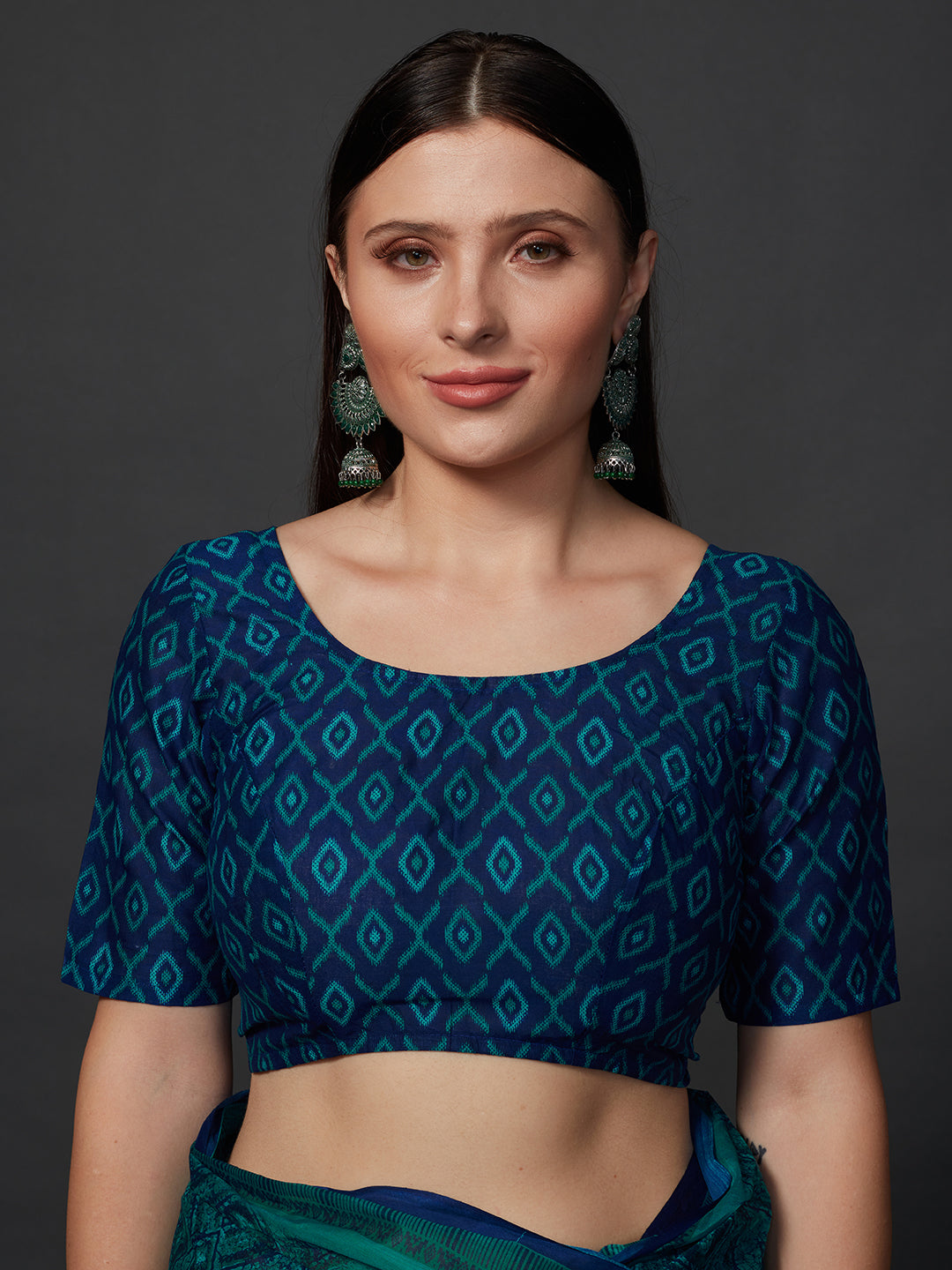 AMIVARSHA Blue Printed Pure Cotton Saree
