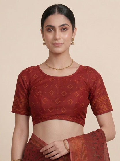 Red Warli Printed Pure Cotton Saree