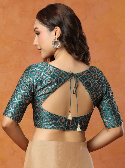 Rama Green Brocade Sweetheart Readymade Blouse