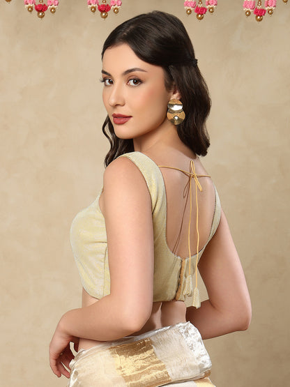 Gold Shimmer Sleeveless Readymade Blouse