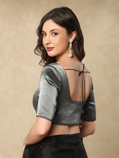 Black Tissue Round Readymade Blouse