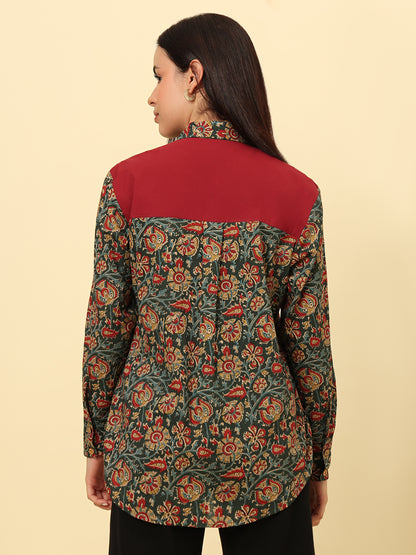 Multicolor Cotton Printed Oversized Casual Shirt