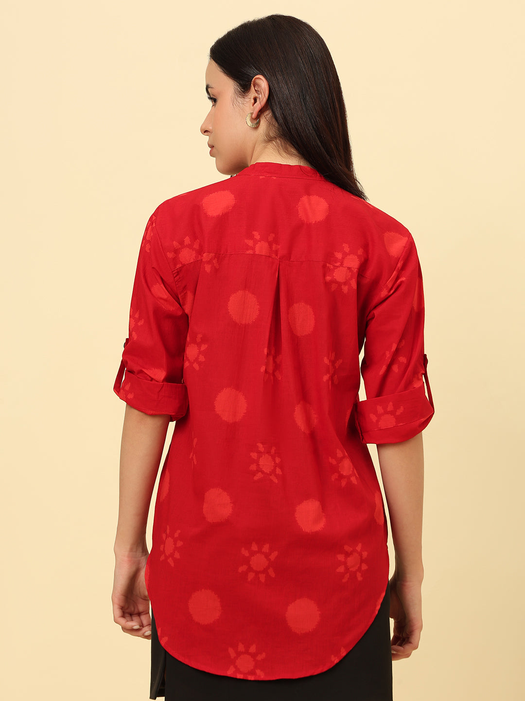 Red Cotton High Low Oversized Cotton shirt