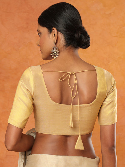 Light Gold Tissue Sweetheart Neck Readymade Blouse