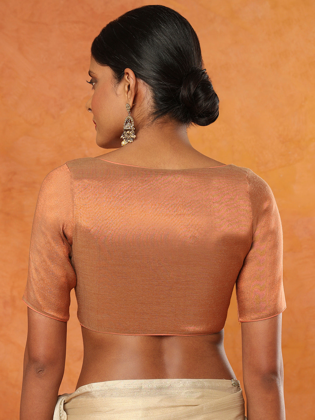 Copper Tissue Sweetheart Neck Readymade Blouse