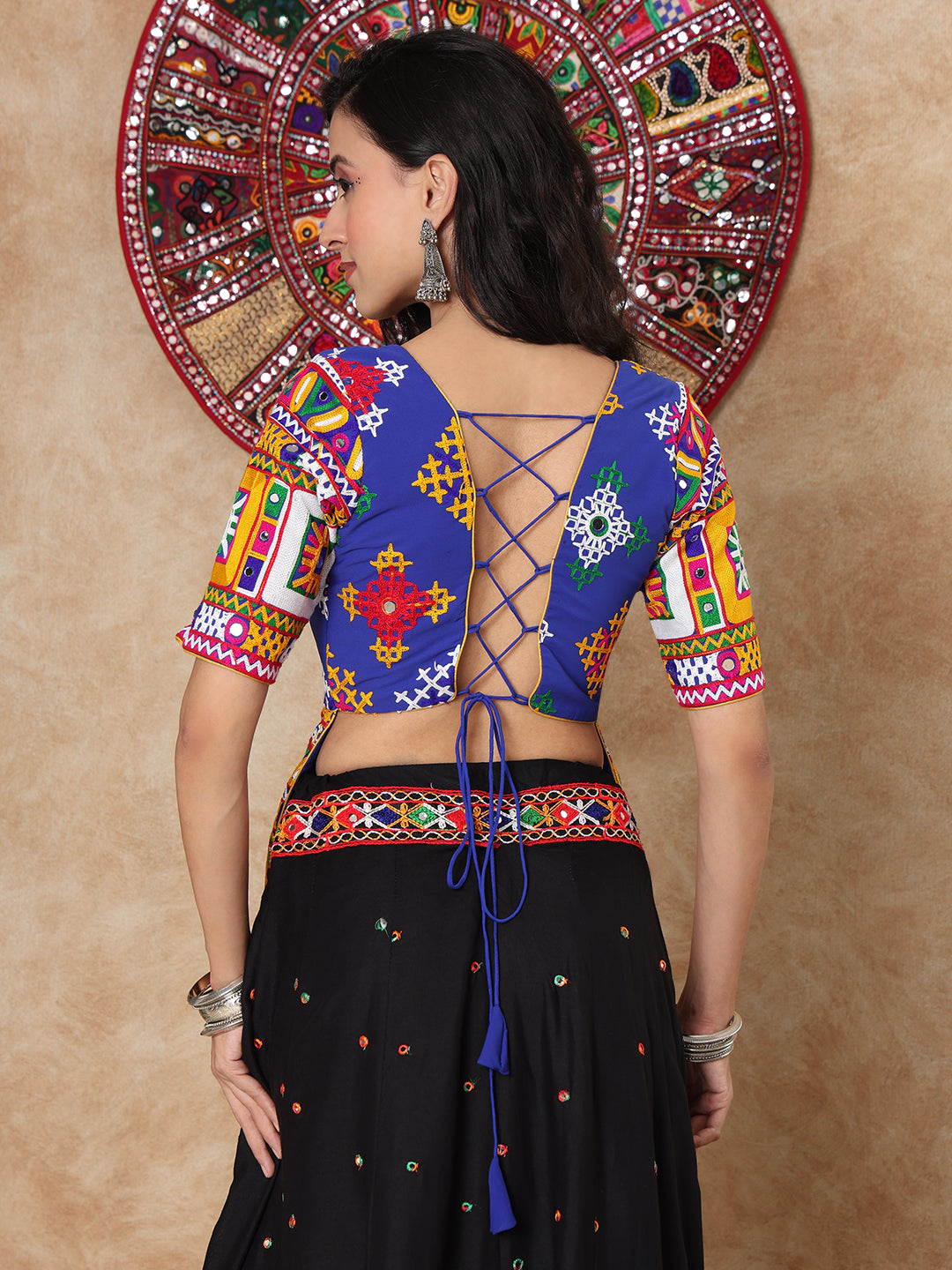 Blue Georgette Round Neck Readymade Choli Blouse