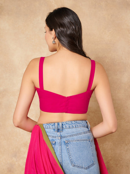 Pink Pure Cotton Sleeveless Readymade Blouse