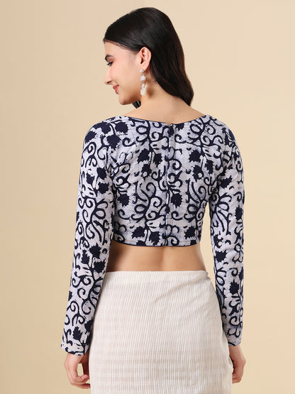 Blue Pure Cotton Batik Printed Readymade Blouse