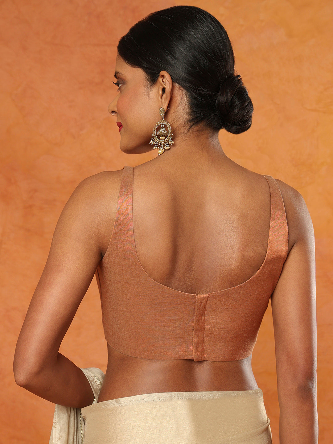 Copper Tissue Sleeveless Readymade Blouse