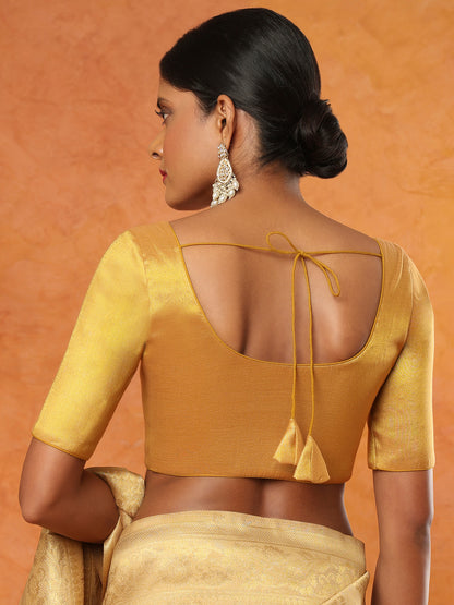 Gold Tissue Round Neck Readymade Blouse