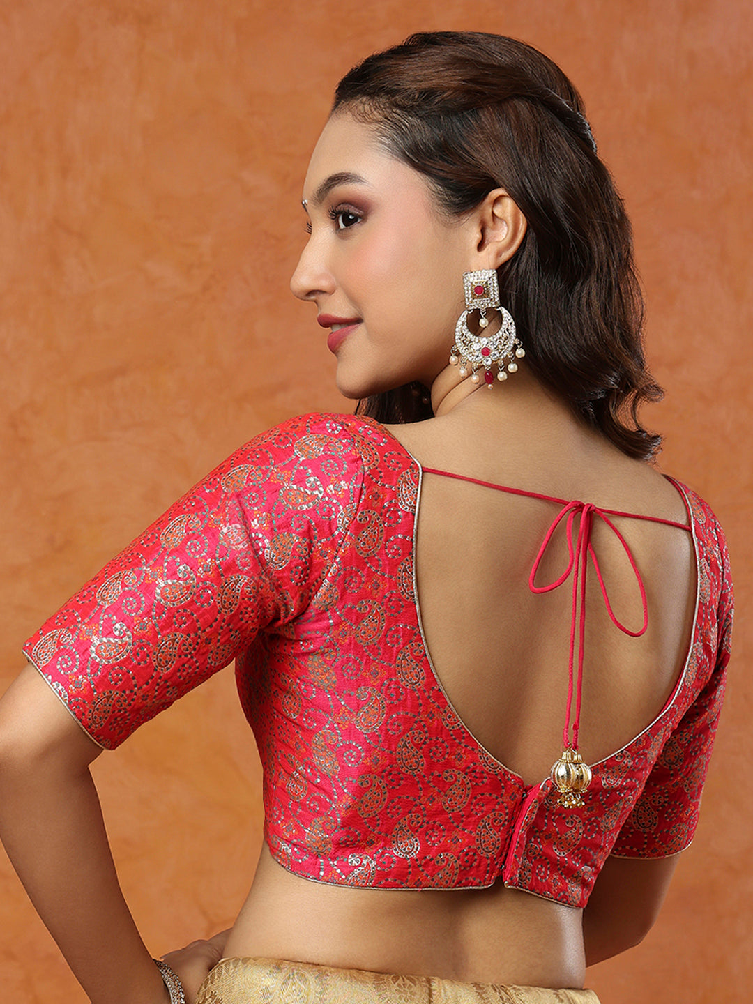 Pink Brocade Sweetheart Readymade Blouse