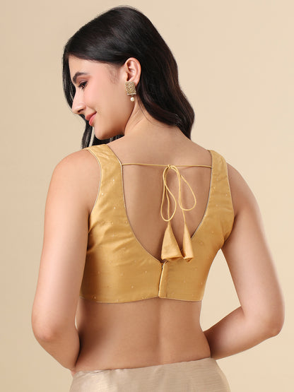 Gold Silk Sweetheart Neck Readymade Blouse