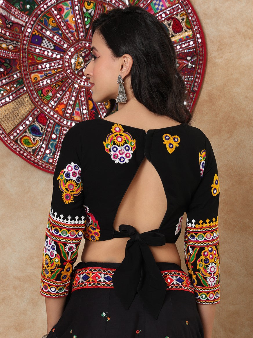 Black Georgette Sweetheart Neck Readymade Blouse