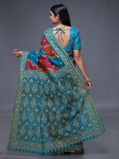 RANGEELI Blue Rangkat Printed Pure Cotton Saree