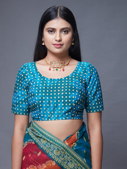 RANGEELI Blue Rangkat Printed Pure Cotton Saree