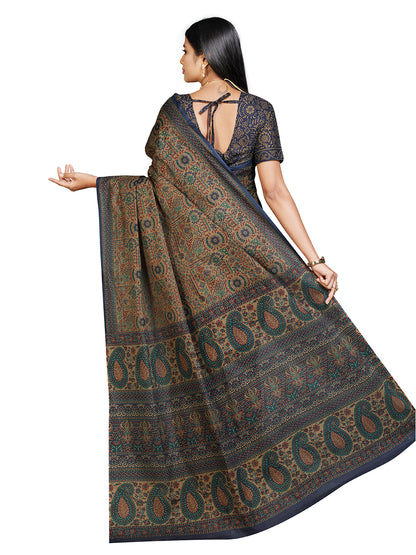 PANETAR Blue Printed Pure Cotton Saree