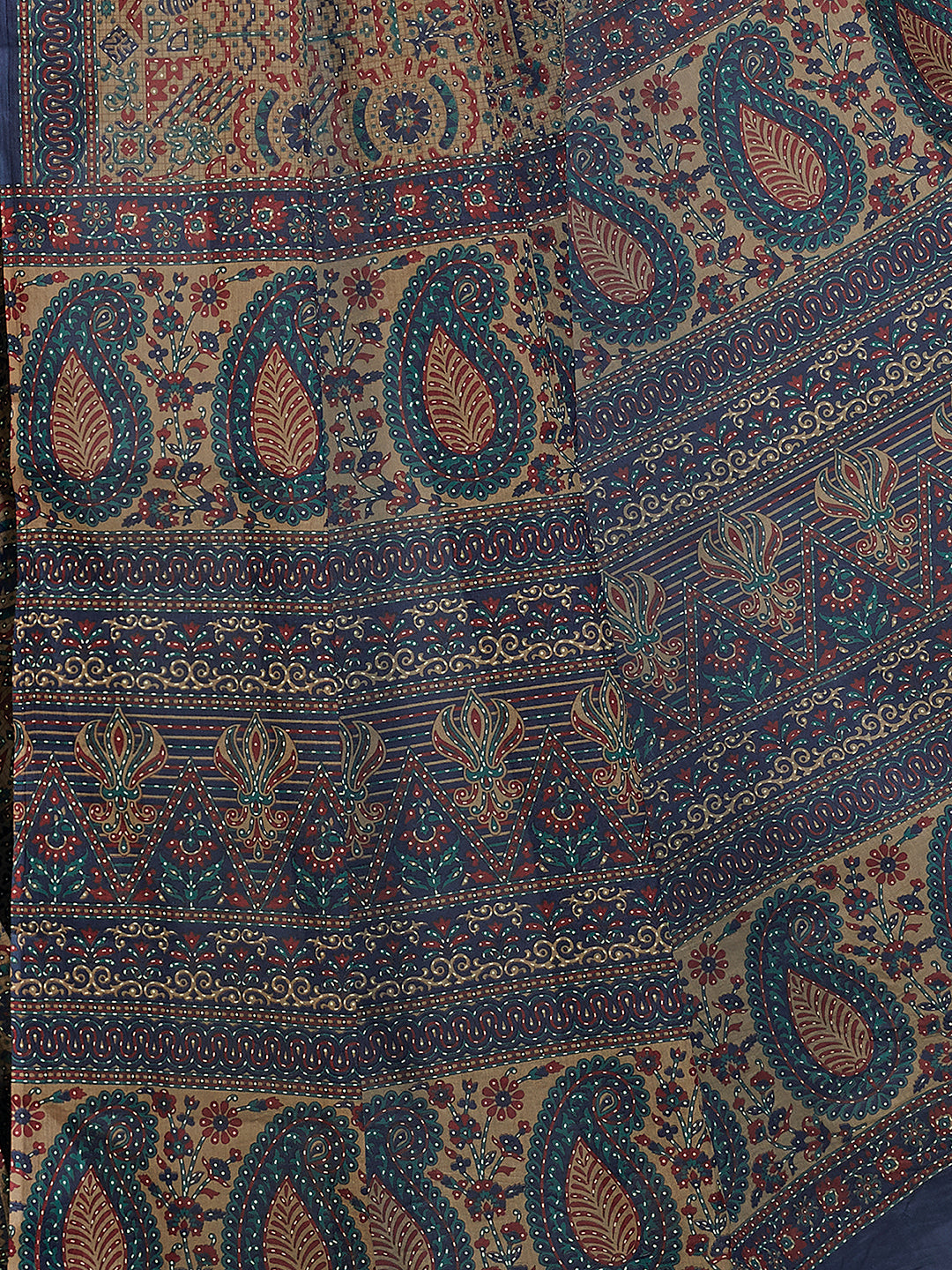 PANETAR Blue Printed Pure Cotton Saree