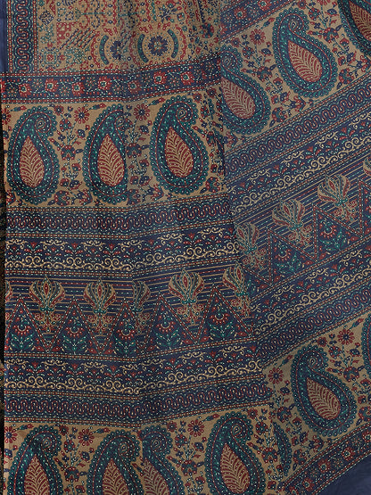 PANETAR Blue Printed Pure Cotton Saree