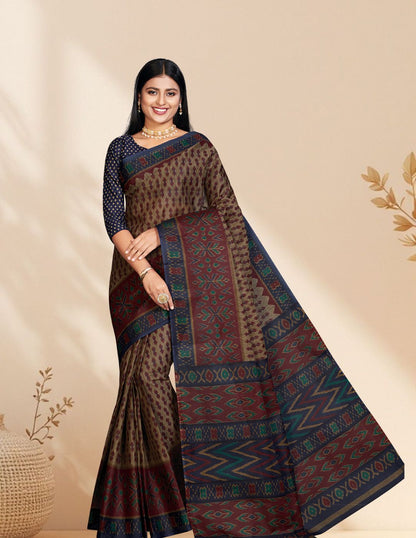 PANETAR Multicolor Printed Pure Cotton Saree