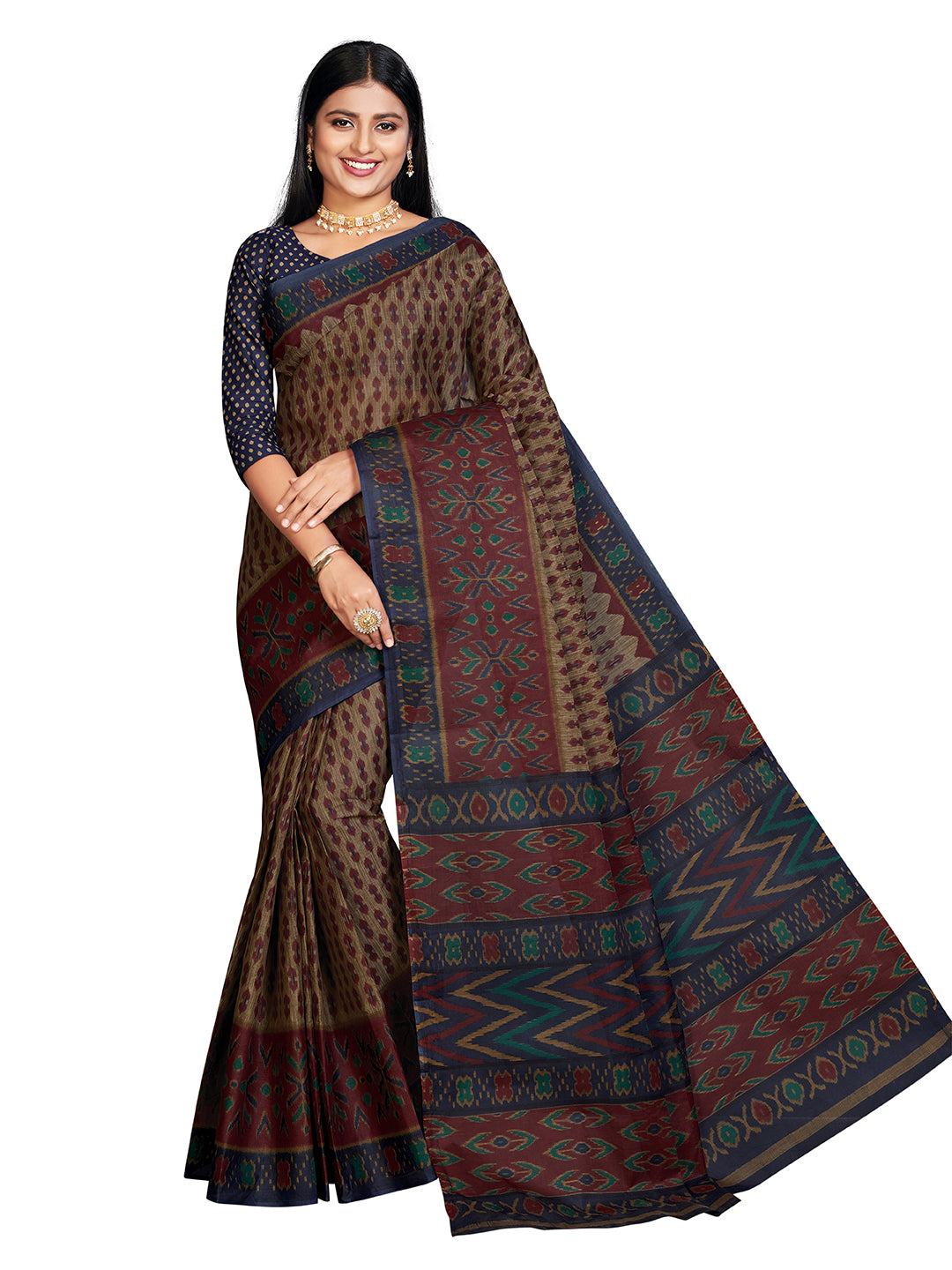 PANETAR Multicolor Printed Pure Cotton Saree