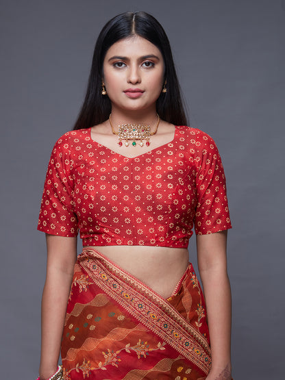 RANGEELI Red Rangkat Printed Pure Cotton Saree