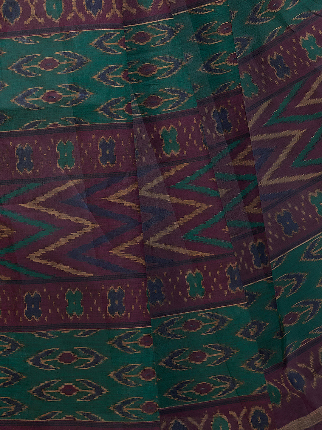 PANETAR Green Printed Pure Cotton Saree