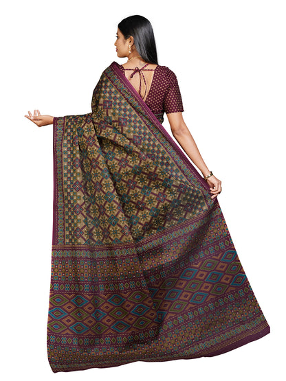 PANETAR Purple Printed Pure Cotton Saree