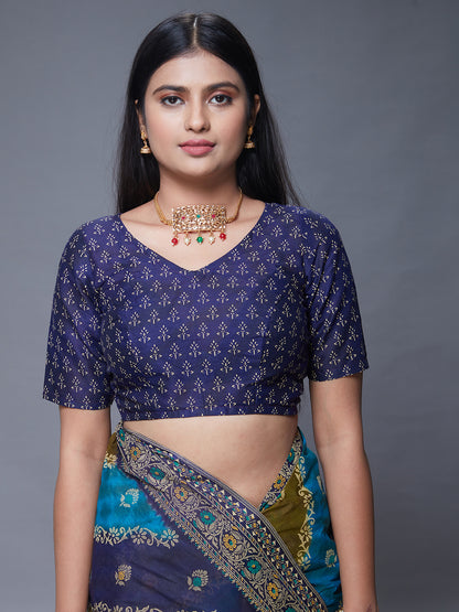 RANGEELI Blue Rangkat Printed Pure Cotton Saree